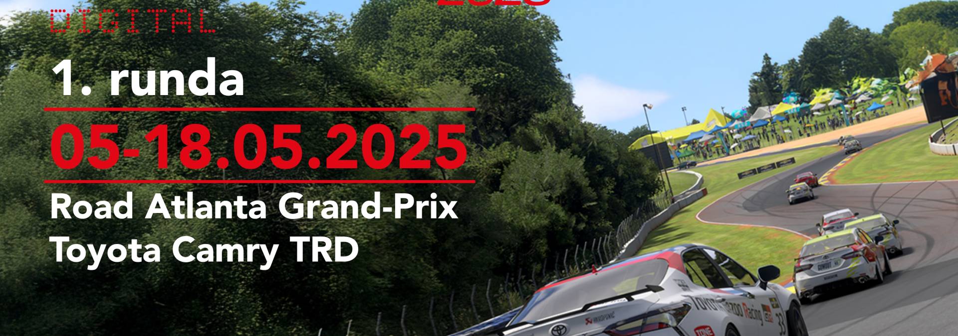 Informacje i zapisy do 1. rundy TOYOTA GR CUP DIGITAL - 05-18.05.2025 - Road Atlanta Grand-Prix - Toyota Camry TRD